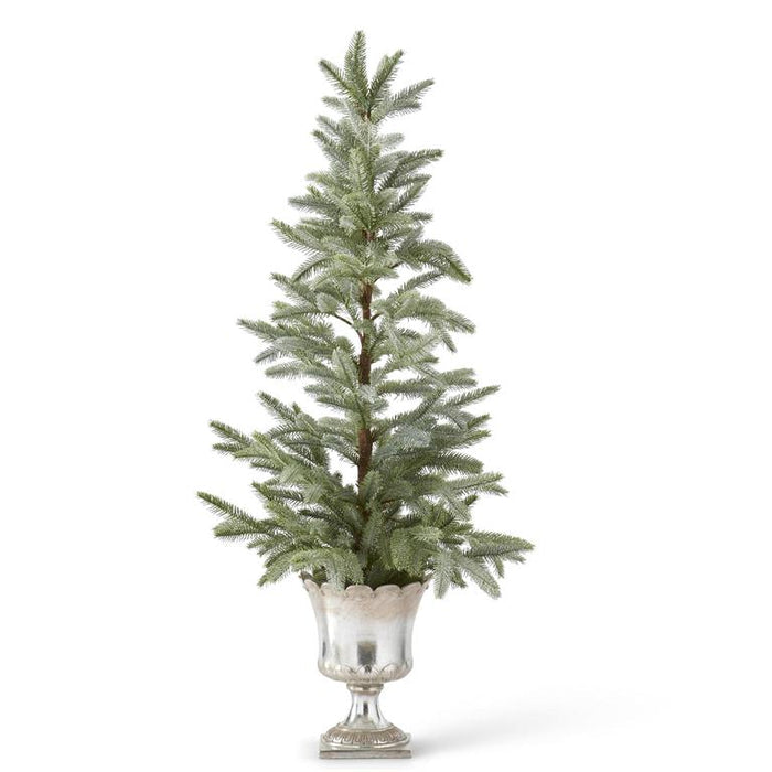 Glittered Pine in Silver Urn