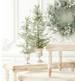 Glittered Pine in Silver Urn