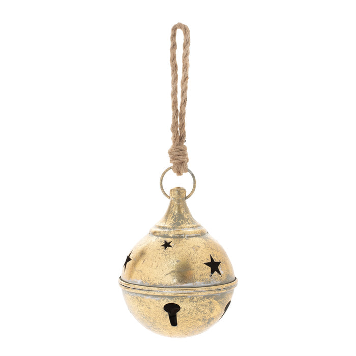GOLD METAL JINGLE BELLS WITH JUTE ROPE