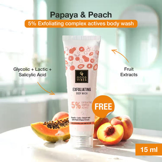 Good Vibes Peach Papaya AHA BHA Exfoliating Body Wash - 15ml