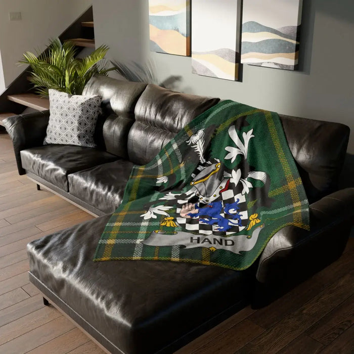 HAND Coat of Arms Family Crest Blanket