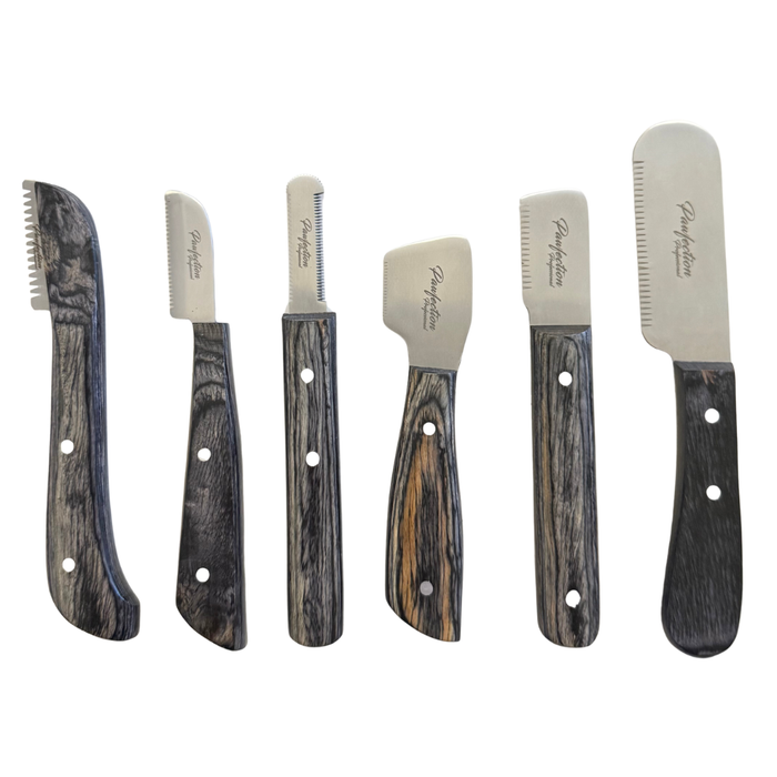 Hand Stripping Knife w/ Black Wooden Handle, Set of 6