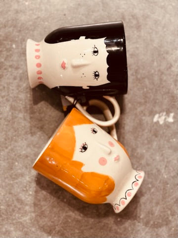 Handpainted Stoneware Face Mug