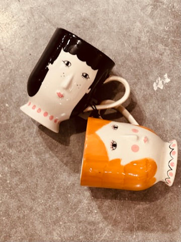 Handpainted Stoneware Face Mug