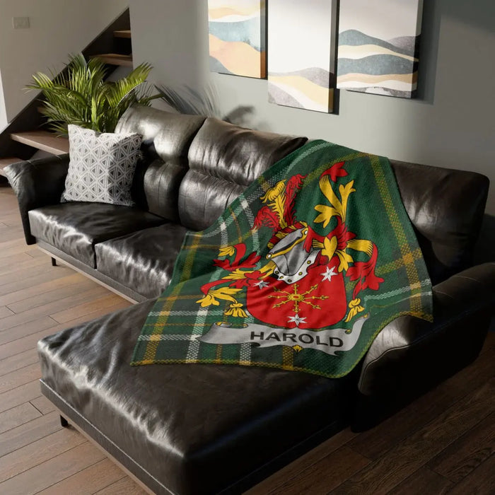 Harold Coat of Arms Crest Design on Plush Blanket