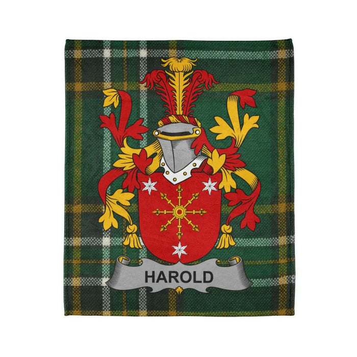 Custom Heraldic Crest with Harold Family Tartan Blanket
