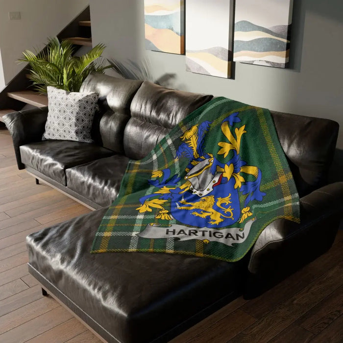 Hartigan Family Crest Plaid Printed Blanket