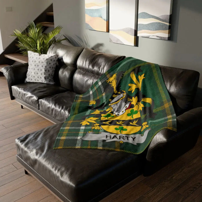 Harty Crest and Plaid Decorative Sofa Blanket