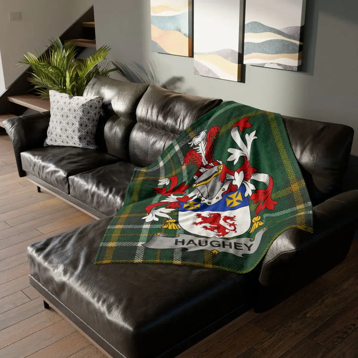 Haughey Family Crest Tartan Pattern Sofa Blanket