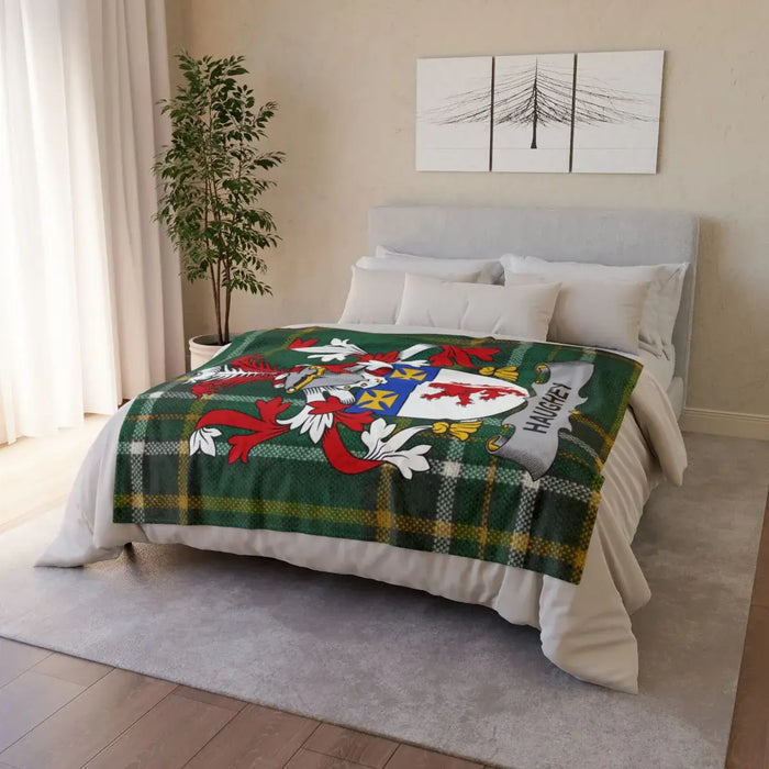 Heraldic Family Crest Design Green Blanket