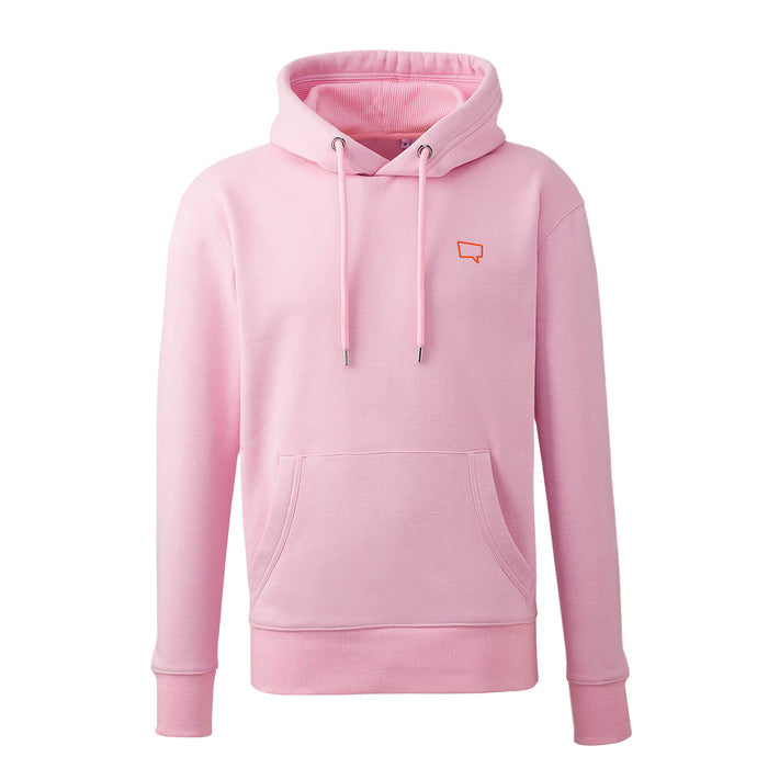 S / Pink Hoodie / Orange Logo