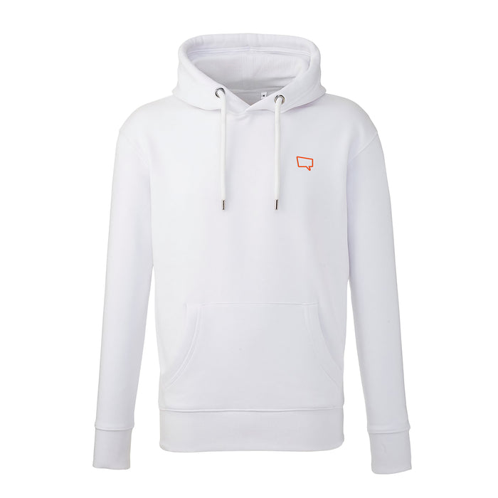 S / White Hoodie  / Orange Logo