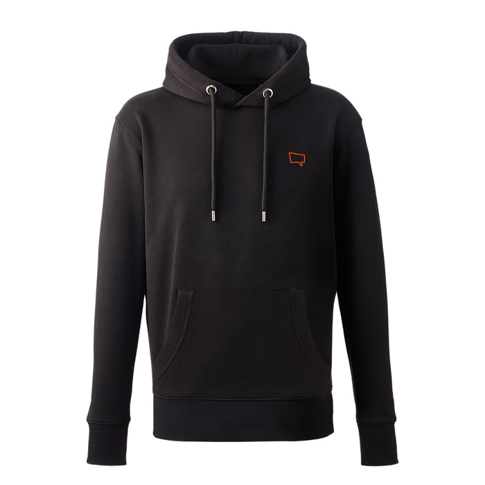 S / Black Hoodie / Orange Logo
