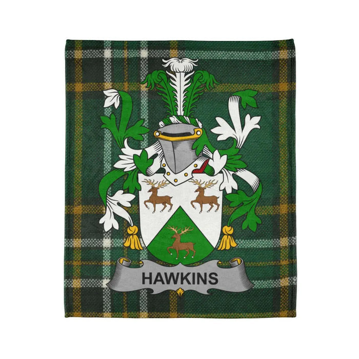 Hawkins Family Crest Tartan Design Blanket