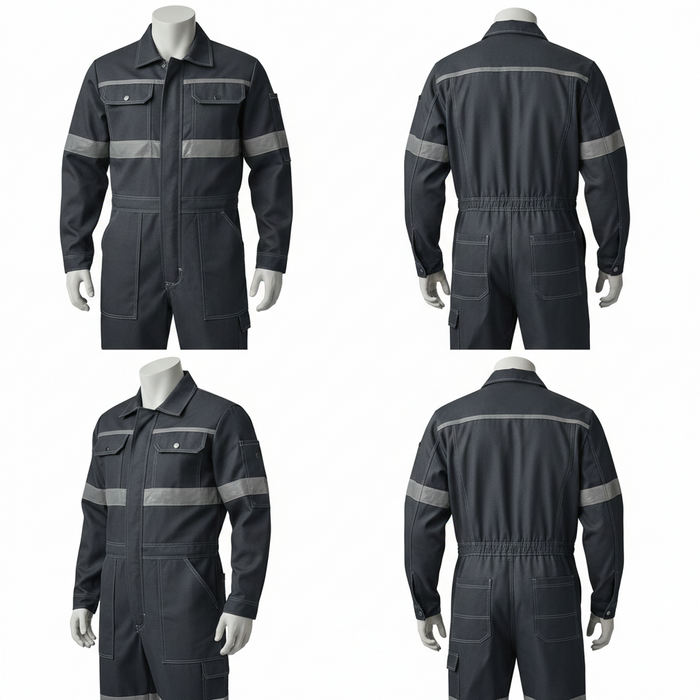 Heavy Duty Cotton Polyester Coverall MBS004 – 240 GSM Industrial Safety Wear