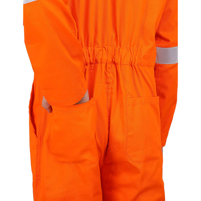 High-Visibility Orange Cotton Boiler Suit with Reflective Tape