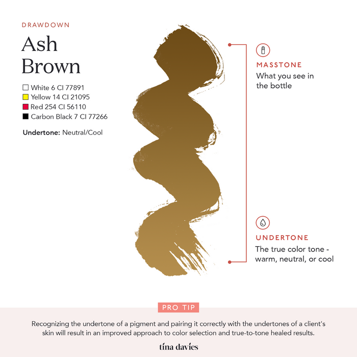 Tina Davies x Perma Blend I ❤️ INK Eyebrow Pigments Ash Brown - Organic-based, Hybrid Eyebrow Permanent Makeup Pigments