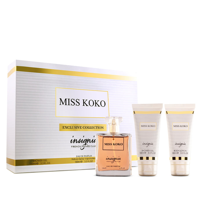 Insignia Miss Koko 3-Piece Gift Set â€“ Eau De Parfum + Shower Gel + Body Lotion 100ml Each