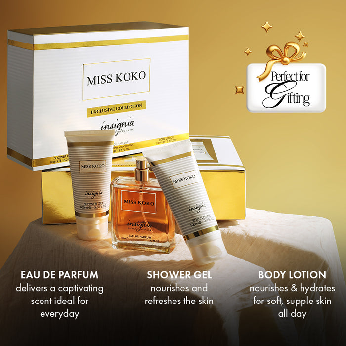 Insignia Miss Koko 3-Piece Gift Set â€“ Eau De Parfum + Shower Gel + Body Lotion 100ml Each