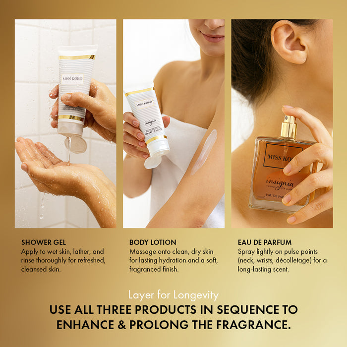 Insignia Miss Koko 3-Piece Gift Set â€“ Eau De Parfum + Shower Gel + Body Lotion 100ml Each