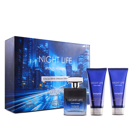 Insignia Night Life Exclusive Collection 3-Piece Gift Set –  Eau De Toilette, Shower Gel & Shampoo 100ml Each