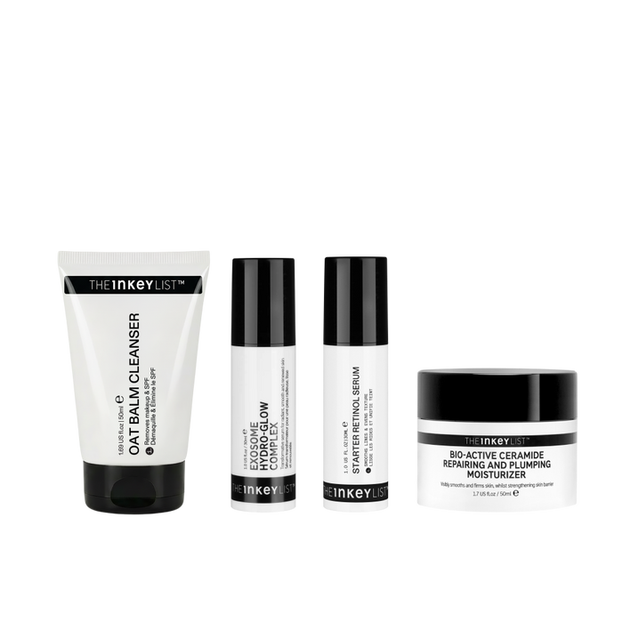 Set of skincare products from The Inkey List on a white background