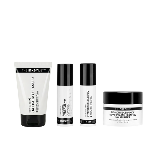 Set of skincare products from The Inkey List on a white background
