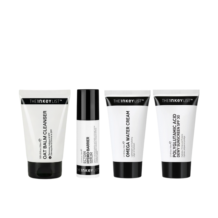 Set of The INKEY List skincare products on a white background
