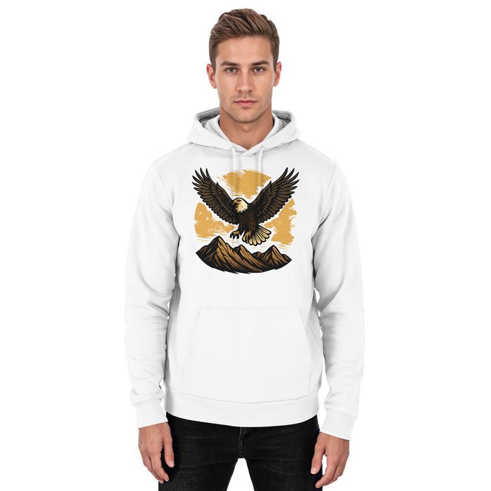Arvenzo Iron Wing Hoodie in Arctic White, front view, unisex casual hoodie with a minimalist design and comfortable fit.