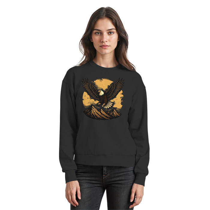 Black Iron Wing sweatshirt by Arvenzo, front view showing a sleek crew neck and minimalist wing design on the chest.