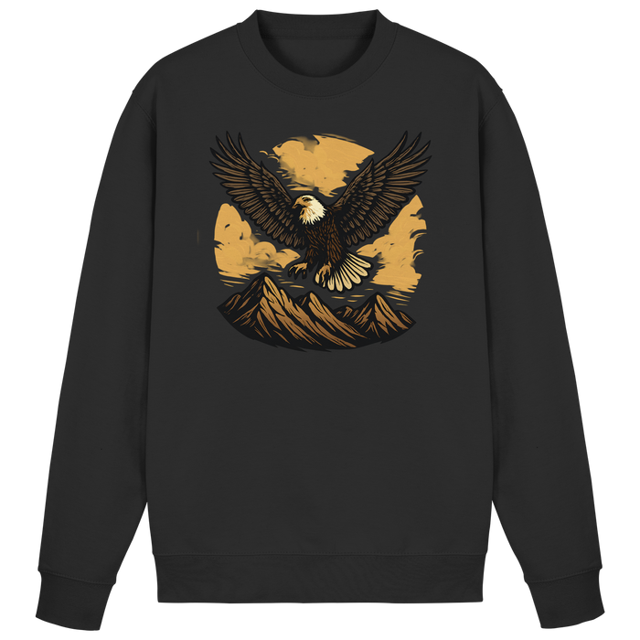 Black Iron Wing Sweatshirt by Arvenzo, front view showing the minimalist design and comfortable fit.