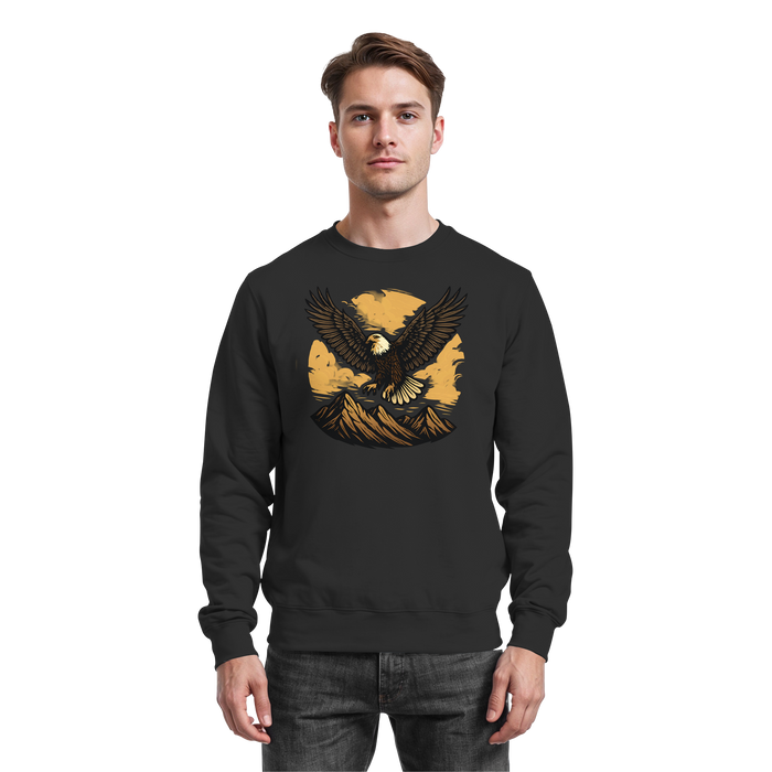 Black Iron Wing sweatshirt by Arvenzo featuring a front design with a sleek, modern fit and soft fabric.