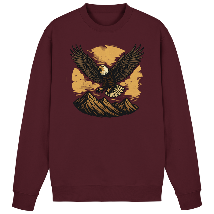 Arvenzo Iron Wing Burgundy sweatshirt showing a front view with a minimalist iron wing logo on the chest.