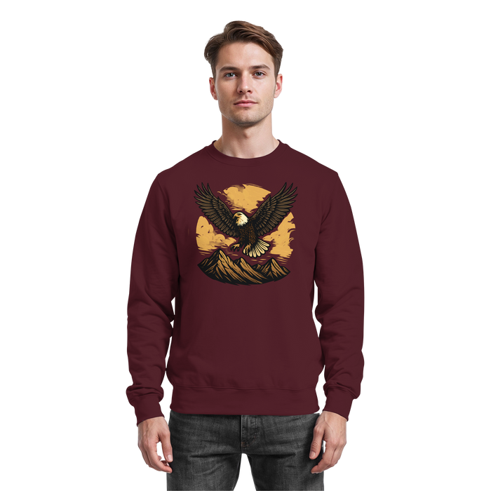 Arvenzo Iron Wing sweatshirt in burgundy with a front design, casual long-sleeve sweatshirt for everyday wear.