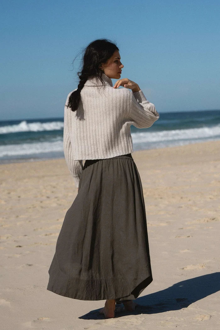 Lilly Pilly Hannah Linen Skirt - Khaki