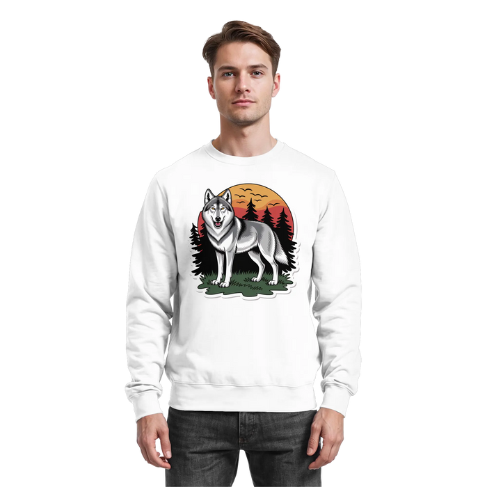 Arvenzo Lone Dusk sweatshirt in Arctic White, front view showing a casual, comfortable sweatshirt with a simple design.