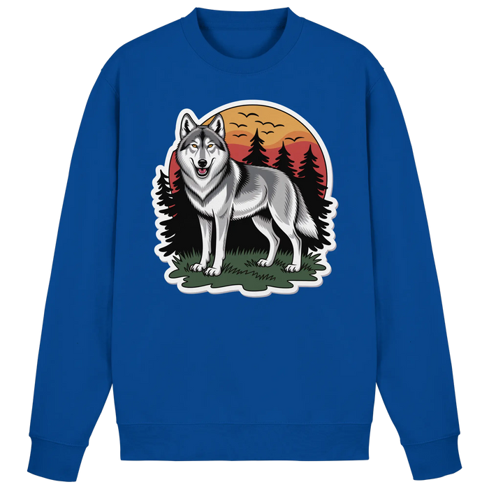 Royal blue Arvenzo Lone Dusk sweatshirt displayed from the front, featuring a simple crewneck design and soft fabric.