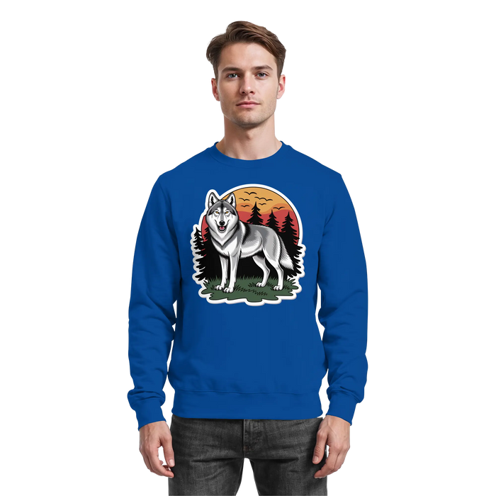 Arvenzo Lone Dusk sweatshirt in royal blue, front view showing a casual fit and classic crewneck design.