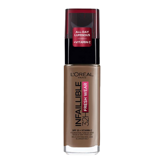 L’Oréal Infallible 32HR Fresh Wear Foundation 365 Deep Golden longwear full coverage satin finish Blush Fiji