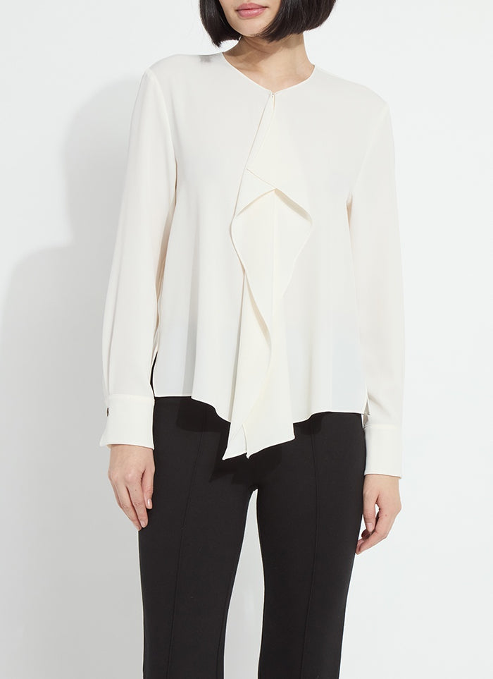 Lysse Celeste Flounced Blouse in Natural Pearl