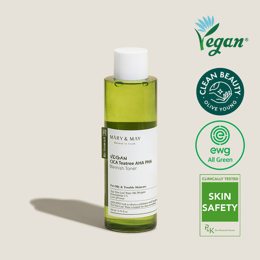 Mary & May Vegan CICA Tea Tree AHA PHA Blemish Toner 200ml / 6.76 fl. oz.