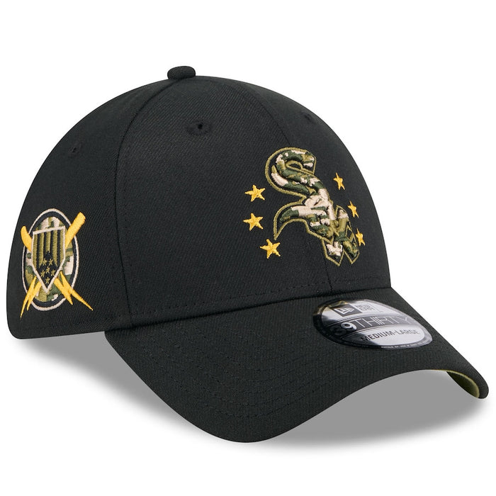 Men's Chicago White Sox New Era Black 2024 Armed Forces Day 39THIRTY Flex Hat