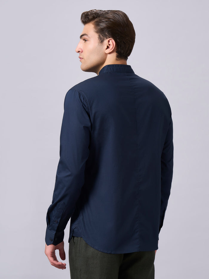 Men's Cotton Lycra Slim Fit Shirt Navy