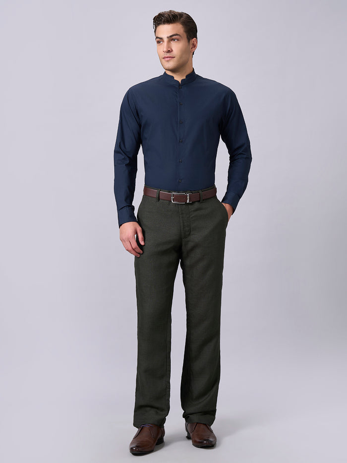 Men's Cotton Lycra Slim Fit Shirt Navy