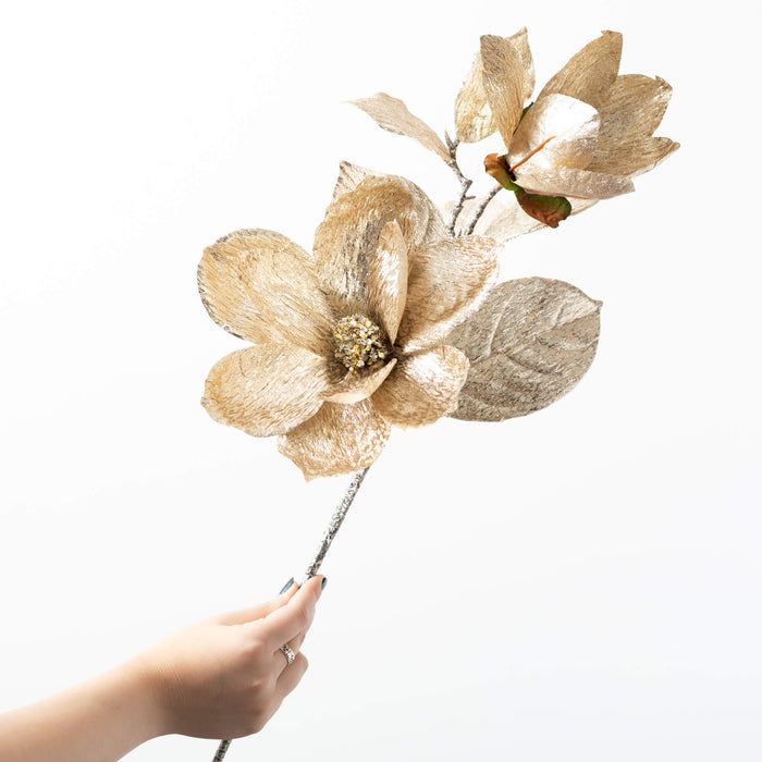 Metallic Gold Magnolia Spray