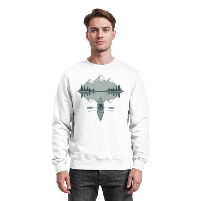 Arvenzo Mirror Lake sweatshirt in Arctic White, front view showing a cozy cotton sweatshirt with a simple design.