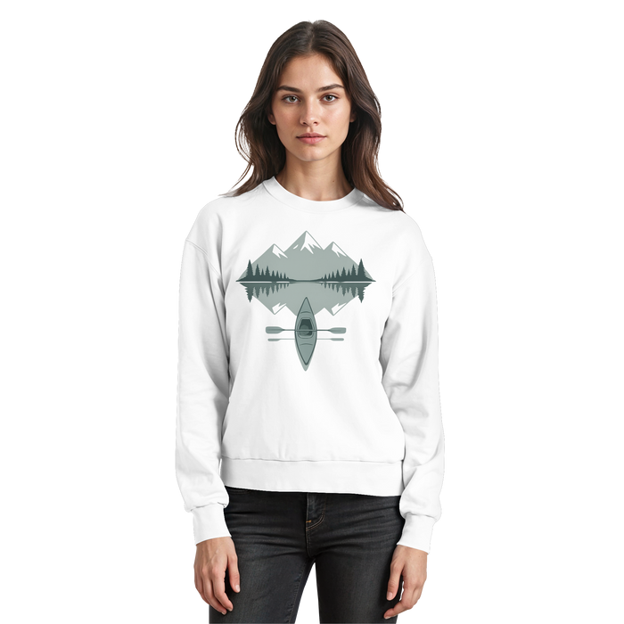 Arvenzo Mirror Lake sweatshirt in Arctic White, front view showing a casual, comfortable sweatshirt with a simple design.