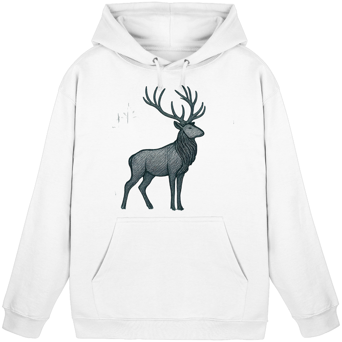 Arvenzo Mist Crown Hoodie in Arctic White, unisex front view showing hoodie with minimalist design and soft fabric.