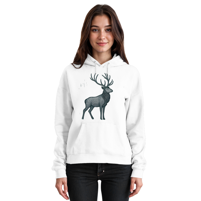 Front view of Arvenzo Mist Crown Hoodie in Arctic White, unisex casual hoodie with a simple design and comfortable fit.