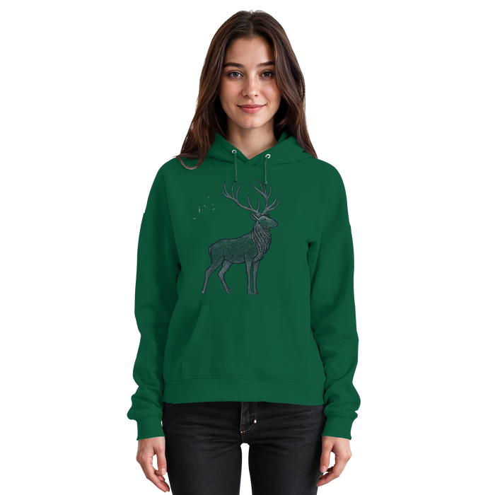 Arvenzo Mist Crown unisex hoodie in bottle green, front view showing simple design and comfortable fit.